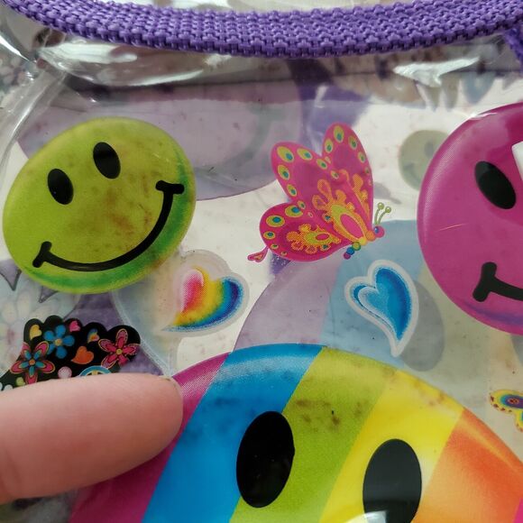 Vintage 90s Lisa Frank Smiley Clear Purple Backpack Mini - Picture 4 of 10